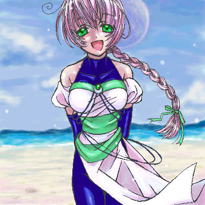 昼の月と海